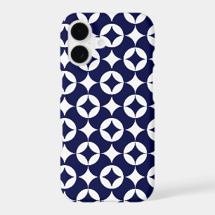 Retro Blue Interlocking Circles Geometric Pattern iPhone 17 Case