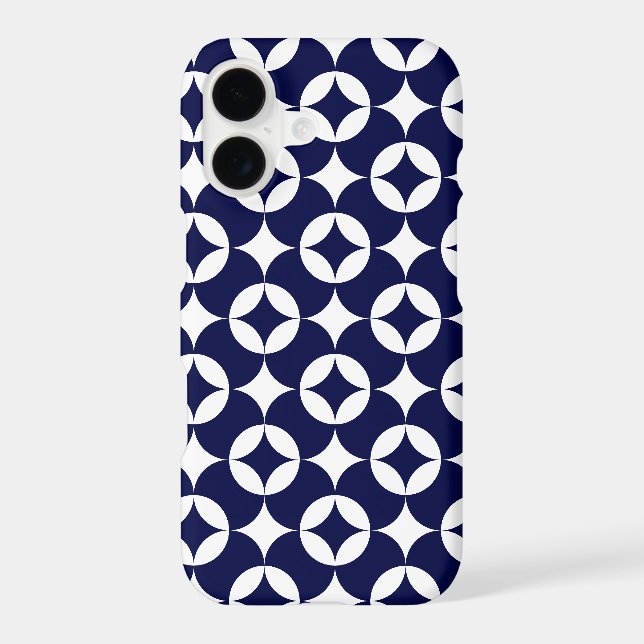 Retro Blue Interlocking Circles Geometric Pattern Iphone Case (Back)