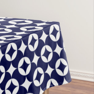 Retro Blue Interlocking Circles Geometric Shippo Tablecloth