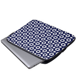 Retro Blue Interlocking Circles Shippo Geometric Laptop Sleeve