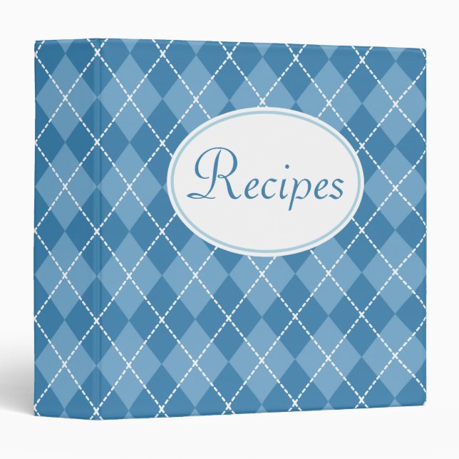 Retro Blue Kitchen Recipe Organizer Binder Gift (Front/Spine)