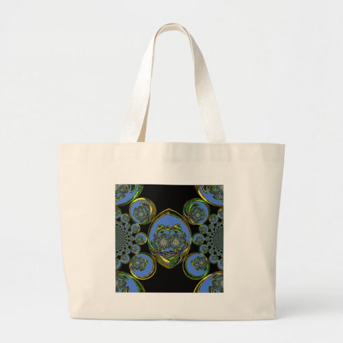 Retro blue large tote bag