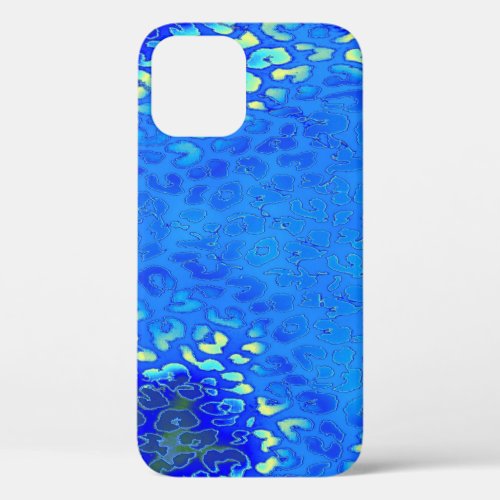 Retro Blue Leopard Print Skin iPhone 12 Pro Case