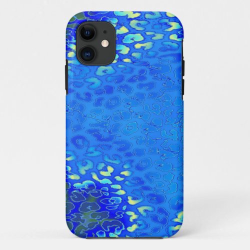 Retro Blue Leopard Print Skin iPhone 11 Case