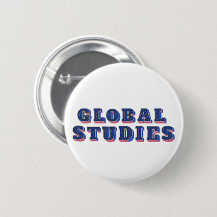 Retro blue letters global studies  button