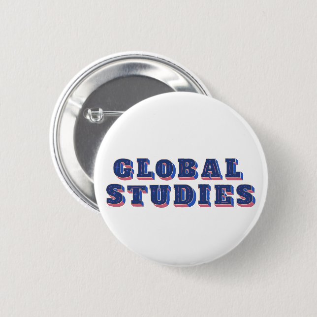 Retro blue letters global studies  button (Front & Back)