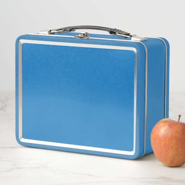 Retro Blue Metal Lunchbox Personalized Kids (In Situ)