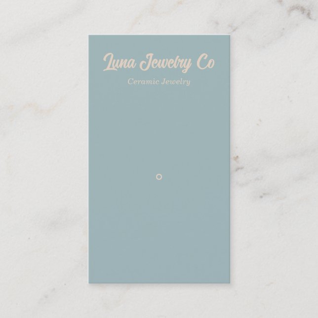 Retro Blue Minimal 1 Pin Jewelry Business Card (Front)