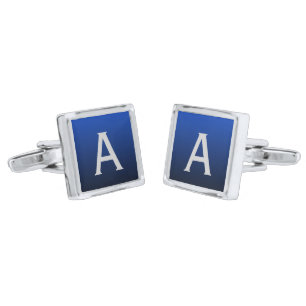 Retro Blue Monogrammed Cuff Links