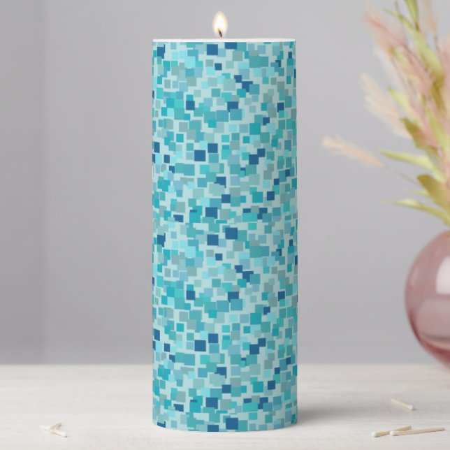 Retro Blue Mosaic Candle  (In Situ)