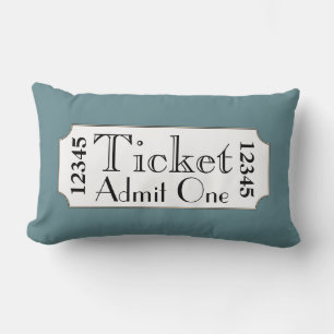 Retro Blue Movie Ticket Cinema Pillow