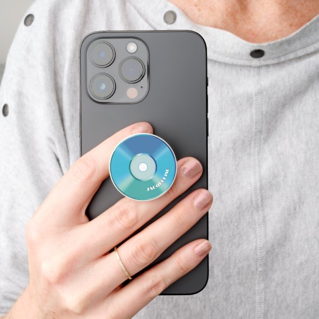 Retro Blue Music CD PopSocket (Hand)