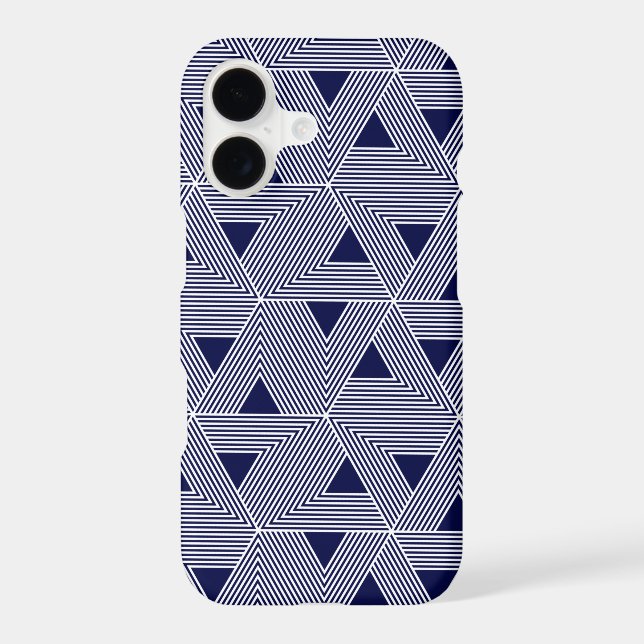 Retro Blue Navy Japan Triangle Geometric Pattern Case-Mate iPhone Case (Back)