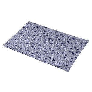 Retro Blue Navy Japan Triangle Geometric Pattern Cloth Placemat