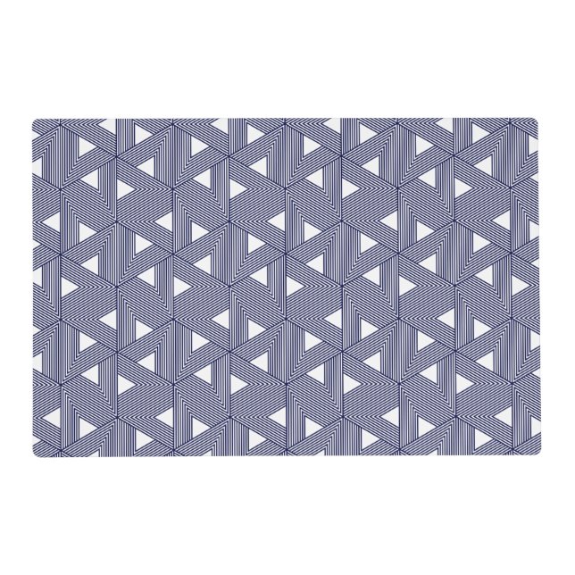 Retro Blue Navy Japan Triangle Geometric Pattern Placemat (Front)