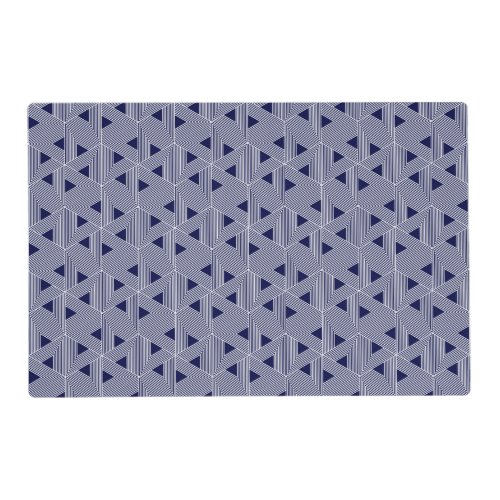 Retro Blue Navy Japan Triangle Geometric Pattern Placemat