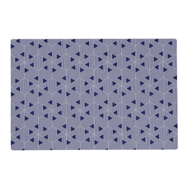 Retro Blue Navy Japan Triangle Geometric Pattern Placemat (Front)