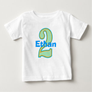 Retro Blue, Orange and Green Second Birthday Shirt