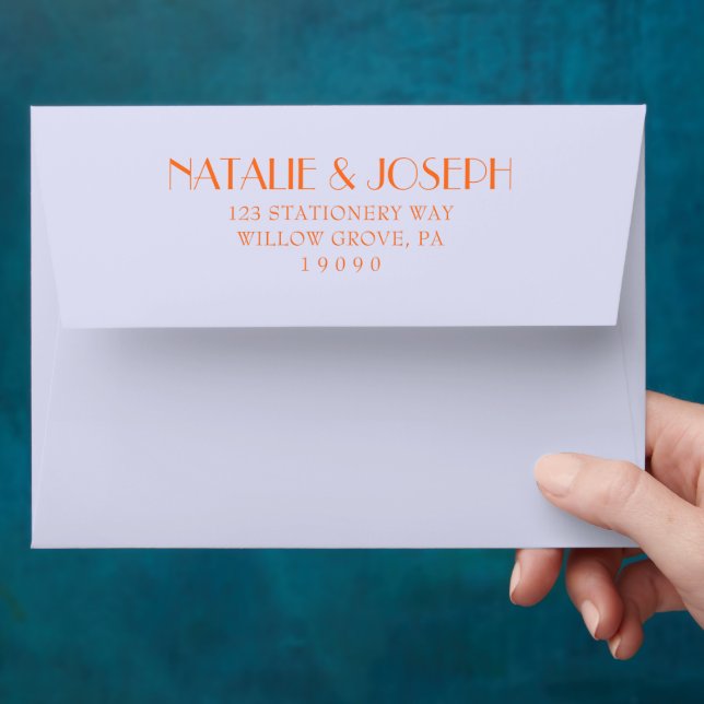 Retro Blue Orange Colorful Bright Unique Wedding Envelope (Hand)