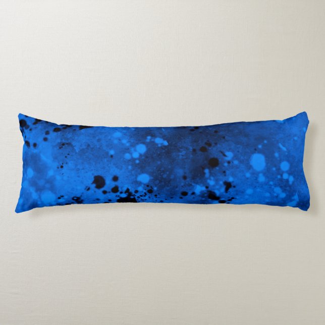 Retro Blue Paint Splatter Body cushion (Front)