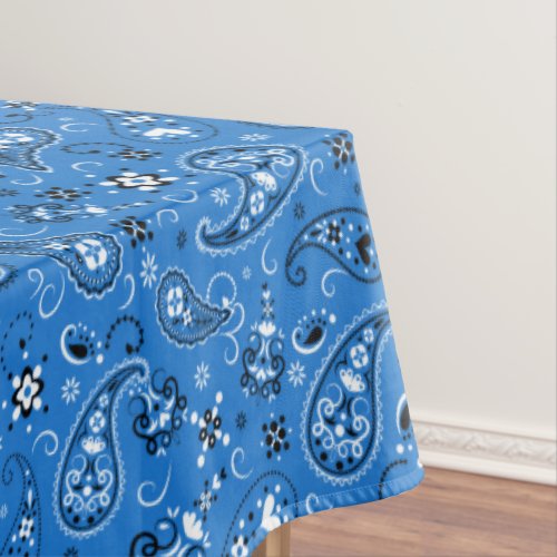Retro Blue Paisley Bandana Pattern Tablecloth