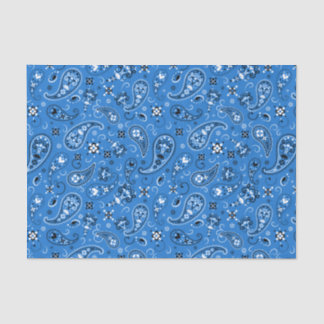 Retro Blue Paisley Bandana Pattern Tissue Paper
