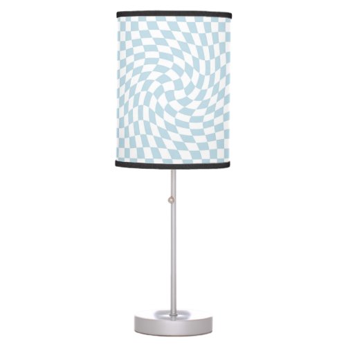 Retro Blue Pastel Warped Checkerboard Table Lamp