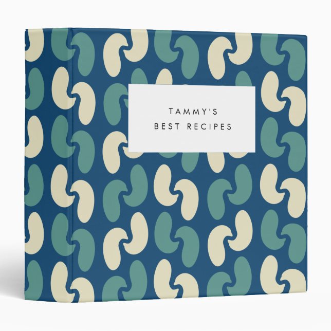 Retro blue pattern 3 ring binder (Front/Spine)