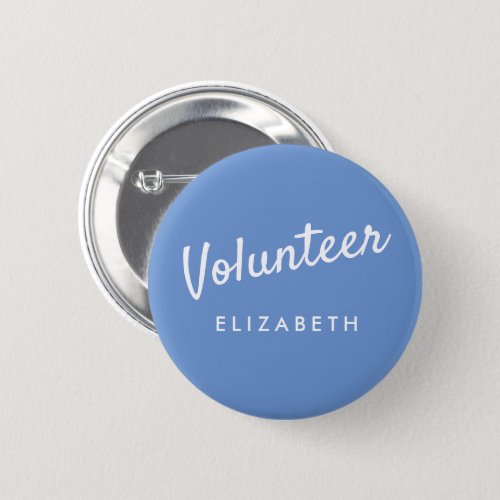 Retro Blue Pin_back Volunteer Buttons