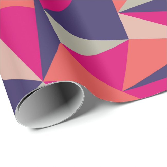 Retro Blue Pink Triangle Geometric Gift Wrap Paper