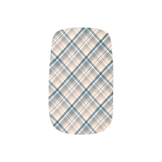 Retro Blue Plaid Minx Nail Wraps (Right Thumb)
