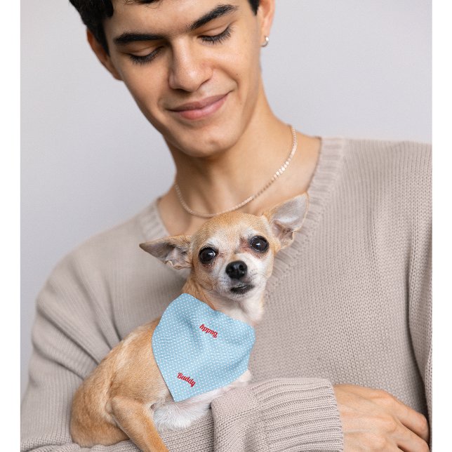 Retro Blue Polka Dots Cat Dog Puppy Name Cool Cute Bandana (Retro Blue Polka Dots Cat Dog Puppy Name Cool Cute Bandana)