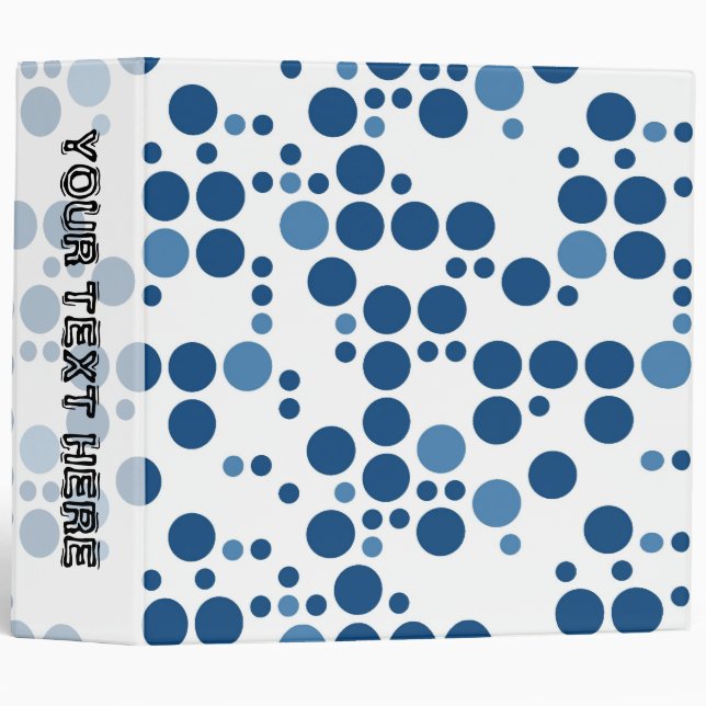 Retro blue polka dots seamless graphic design 3 ring binder (Front/Spine)