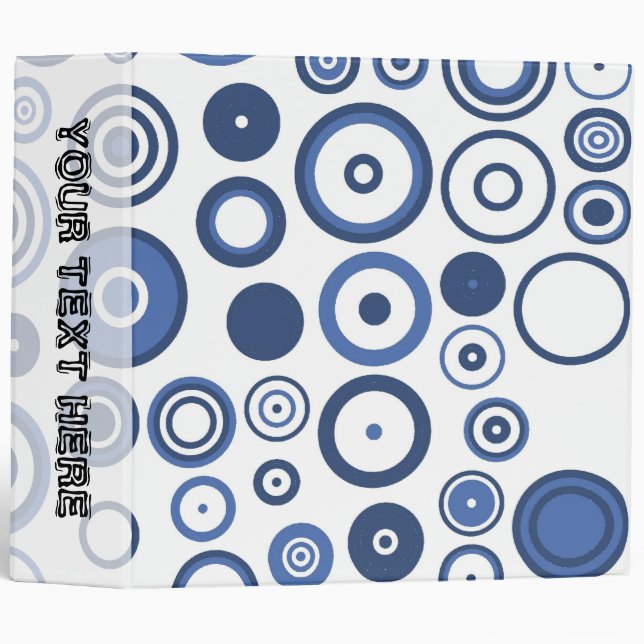 Retro blue polka dots seamless graphic design 3 ring binder (Front/Spine)