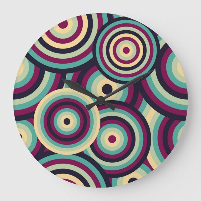 Retro blue-purple discs, abstract pattern. large clock (Front)