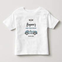 Retro Blue Race Car Two Fast Boy 2nd Birthday Toddler T-shirt