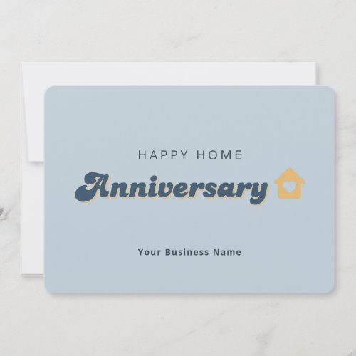 Retro Blue Real Estate Home Anniversary QR Code  Card