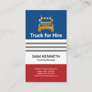 Retro Blue Red Box Truck Logistics Transportation Business Card