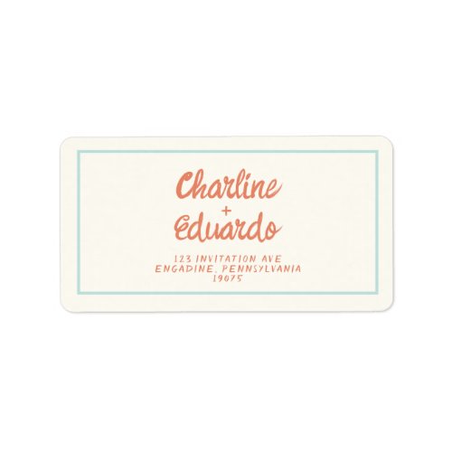 Retro Blue Red Handwriting Wedding  Label