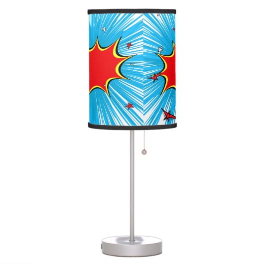 Retro Blue & Red Stars Comic Explosion Table Lamp (Left)