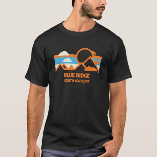 Retro Blue Ridge North Carolina Mountain Range Sun T_Shirt