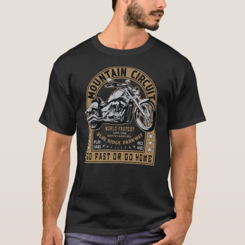 Retro Blue Ridge Parkway Motorcycle T_Shirt