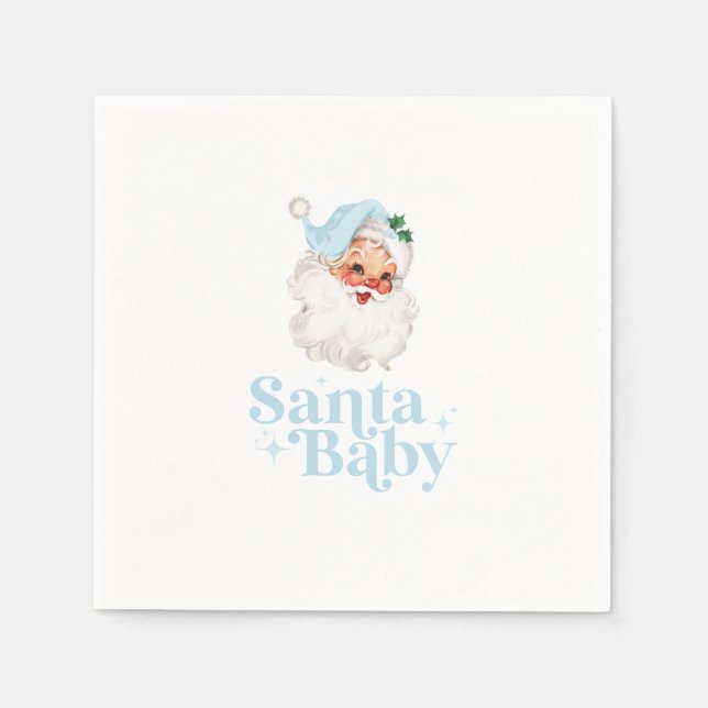 Retro Blue Santa Baby christmas baby shower Napkins (Front)