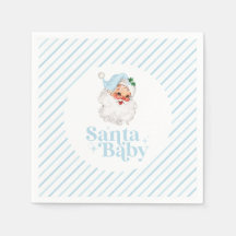 Retro Blue Santa Baby christmas baby shower