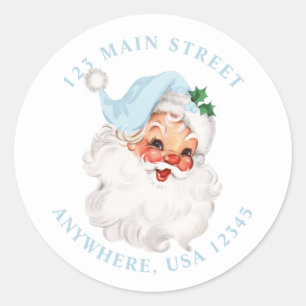 Retro blue santa retro address label