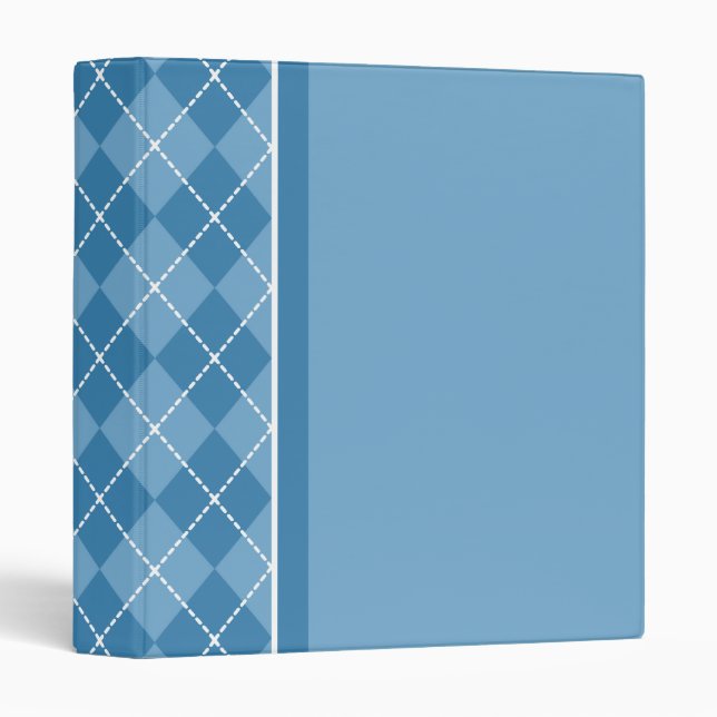 Retro Blue Scrapbook Argyle Binder (Front/Spine)