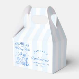 Retro Blue Seashells & Wedding Bells Bachelorette  Favor Boxes