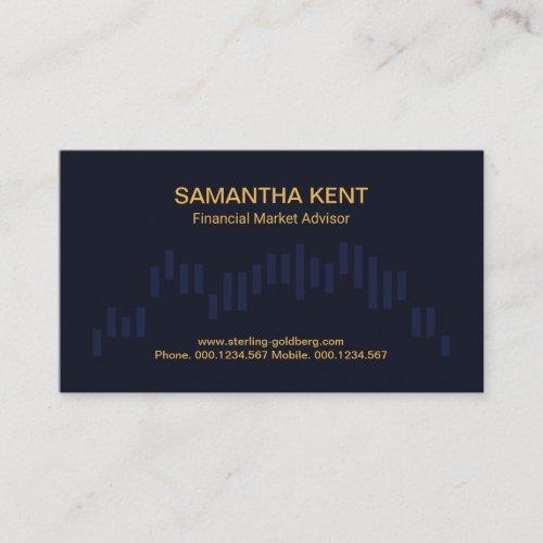 Retro Blue Shades Stock Financial Bar Graph Business Card