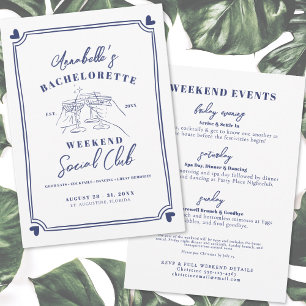Retro Blue Social Club Bachelorette Invitation