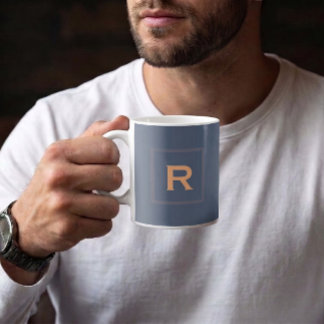 Retro Blue Solid Color Plain Personal Coffee Mug